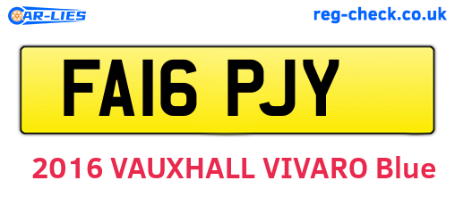 FA16PJY are the vehicle registration plates.