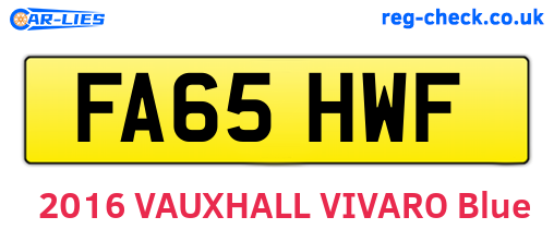 FA65HWF are the vehicle registration plates.