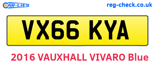 VX66KYA are the vehicle registration plates.