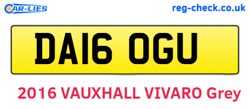 DA16OGU are the vehicle registration plates.