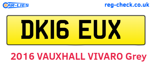 DK16EUX are the vehicle registration plates.