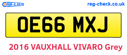 OE66MXJ are the vehicle registration plates.