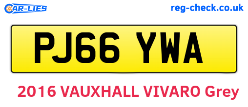 PJ66YWA are the vehicle registration plates.