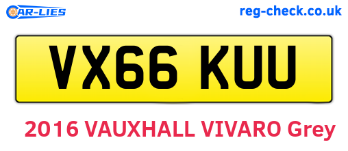 VX66KUU are the vehicle registration plates.