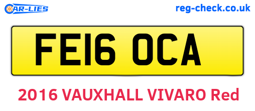 FE16OCA are the vehicle registration plates.