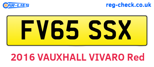 FV65SSX are the vehicle registration plates.