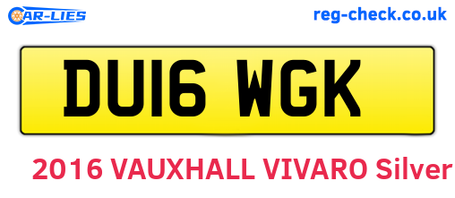 DU16WGK are the vehicle registration plates.