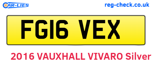 FG16VEX are the vehicle registration plates.