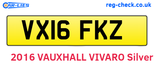 VX16FKZ are the vehicle registration plates.