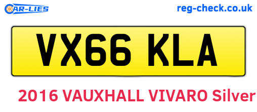 VX66KLA are the vehicle registration plates.