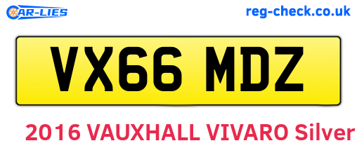 VX66MDZ are the vehicle registration plates.