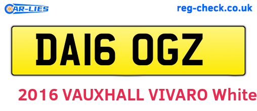 DA16OGZ are the vehicle registration plates.