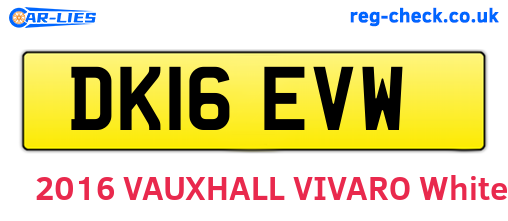DK16EVW are the vehicle registration plates.