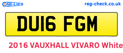 DU16FGM are the vehicle registration plates.