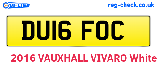 DU16FOC are the vehicle registration plates.