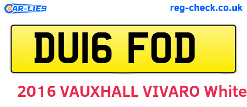 DU16FOD are the vehicle registration plates.