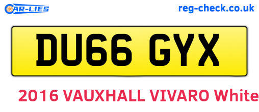 DU66GYX are the vehicle registration plates.