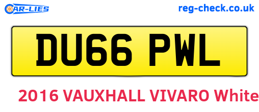 DU66PWL are the vehicle registration plates.