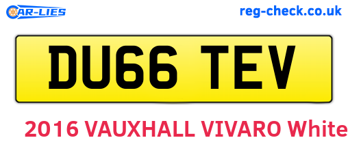 DU66TEV are the vehicle registration plates.