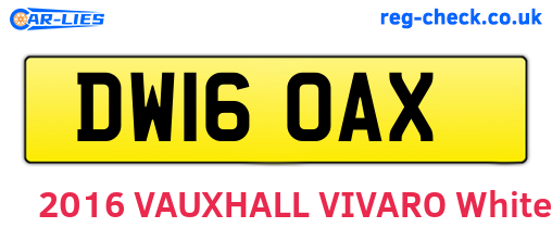 DW16OAX are the vehicle registration plates.