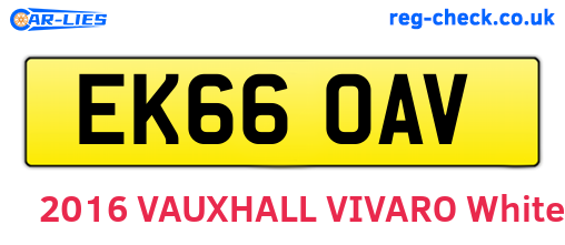 EK66OAV are the vehicle registration plates.
