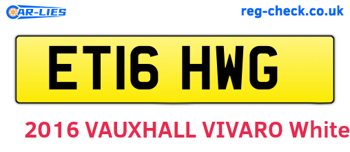 ET16HWG are the vehicle registration plates.