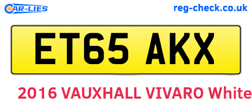 ET65AKX are the vehicle registration plates.