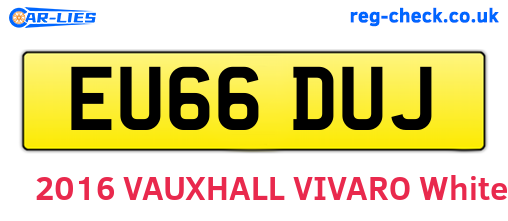 EU66DUJ are the vehicle registration plates.