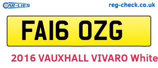 FA16OZG are the vehicle registration plates.