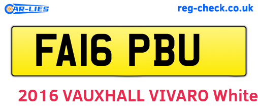 FA16PBU are the vehicle registration plates.