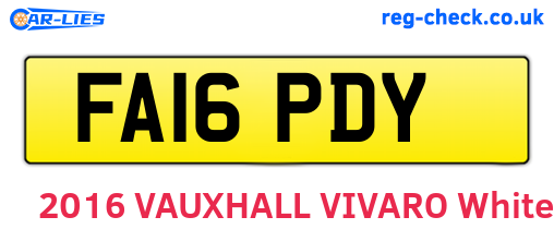 FA16PDY are the vehicle registration plates.