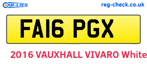 FA16PGX are the vehicle registration plates.