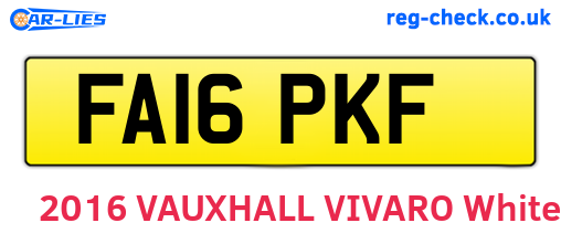 FA16PKF are the vehicle registration plates.