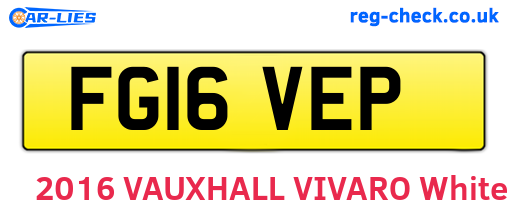 FG16VEP are the vehicle registration plates.