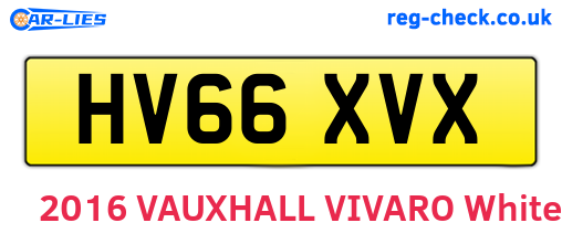 HV66XVX are the vehicle registration plates.