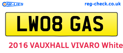 LW08GAS are the vehicle registration plates.