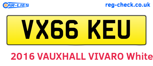 VX66KEU are the vehicle registration plates.