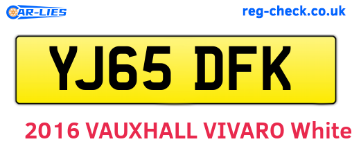 YJ65DFK are the vehicle registration plates.