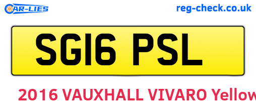 SG16PSL are the vehicle registration plates.
