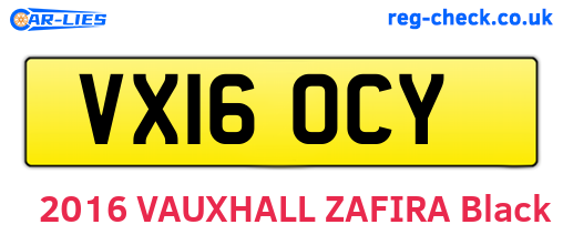 VX16OCY are the vehicle registration plates.