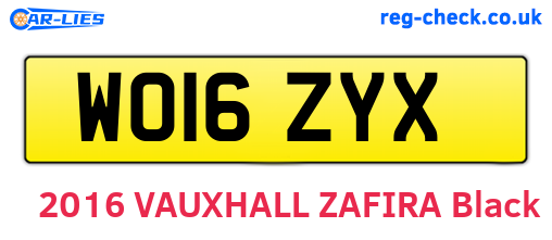 WO16ZYX are the vehicle registration plates.