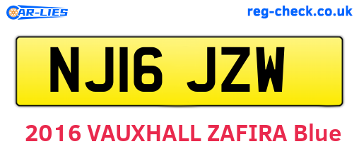 NJ16JZW are the vehicle registration plates.