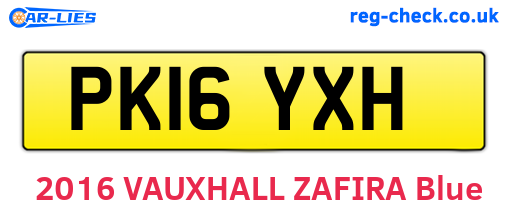 PK16YXH are the vehicle registration plates.