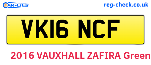 VK16NCF are the vehicle registration plates.