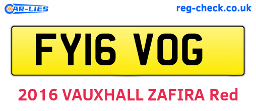 FY16VOG are the vehicle registration plates.