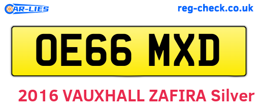 OE66MXD are the vehicle registration plates.
