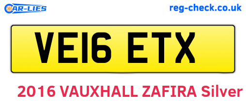 VE16ETX are the vehicle registration plates.