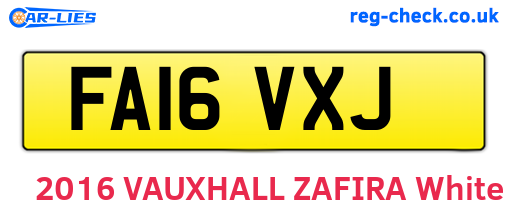 FA16VXJ are the vehicle registration plates.