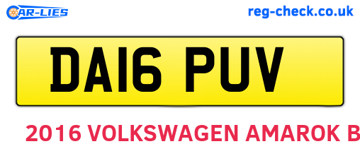 DA16PUV are the vehicle registration plates.