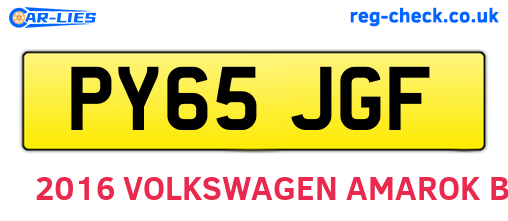 PY65JGF are the vehicle registration plates.